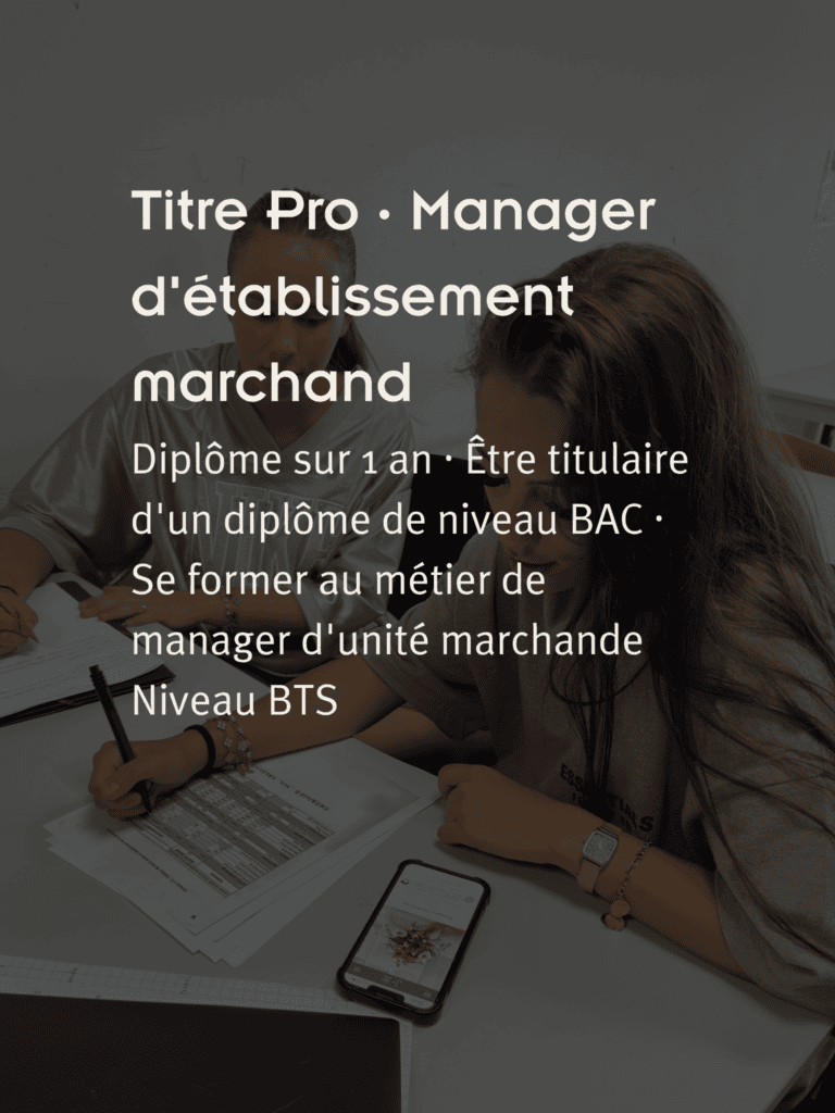Titre Pro · Manager d'établissement marchand